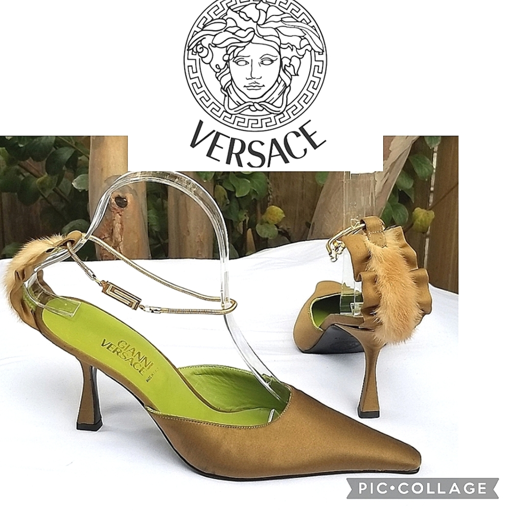 GIANNI VERSACE  super cute pointed toe chain strap heels pumps sandals Size 37